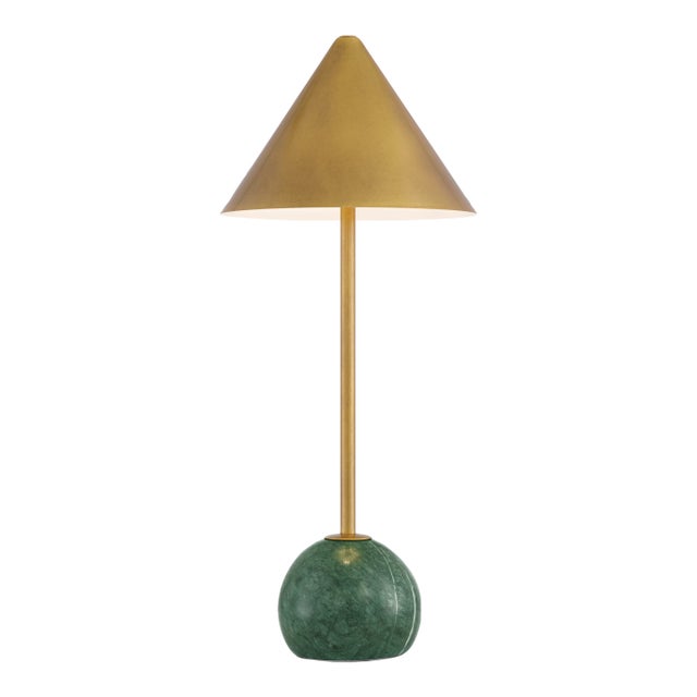 Currey & Company Journey Green & Brass Cordless Table Lamp For Sale