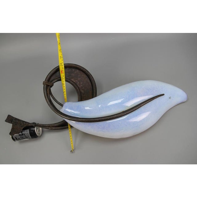 Italian Vetro Murano Venezia Opalescent Glass and Wrought Iron Wall Light, 1990s For Sale - Image 18 of 18