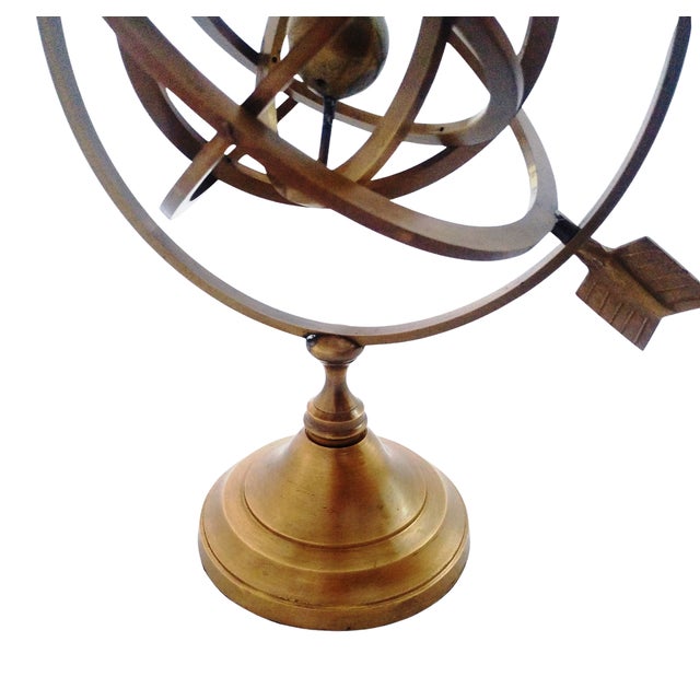 1970s Handmade Brass Armillary Sphere With Sundial Arrow For Sale - Image 10 of 10