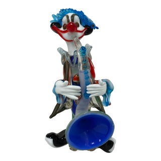 Vintage Murano Glass Clown Playing Saxophone For Sale