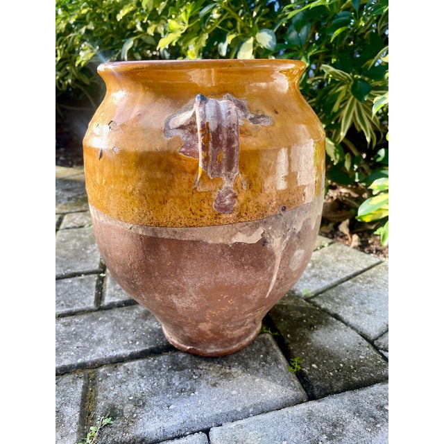 Original Antique French Confit Pot With Golden Carmel Glaze For Sale - Image 10 of 15