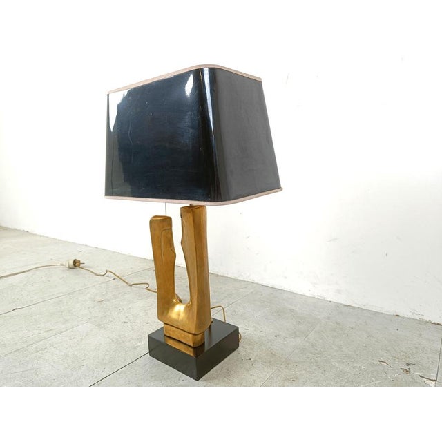 Mid-Century Brass Leaf Table Lamp, 1970s For Sale - Image 4 of 12
