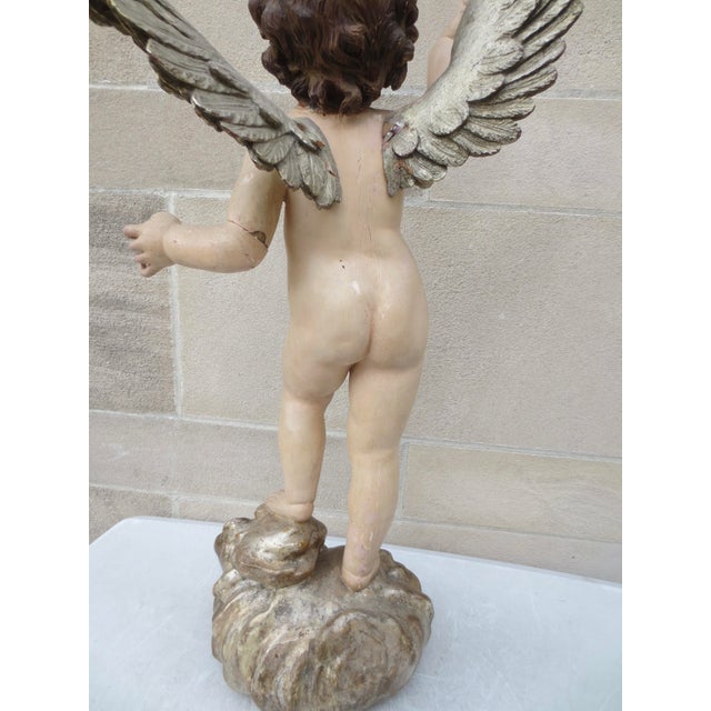 Realism Antique Wooden Putti Sculpture Italy Mid 19th For Sale - Image 3 of 18