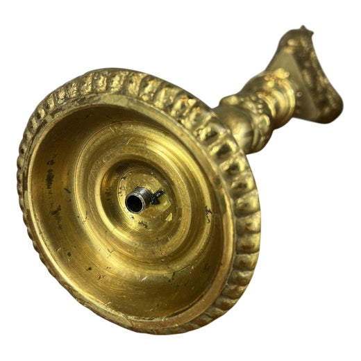 Vintage French Brass Ornate Decorative Candleholder For Sale