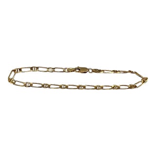 14k Yellow Gold Figaro Mariner Link Bracelet 8.25in 5.4g For Sale