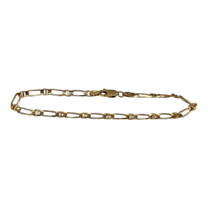 14k Yellow Gold Figaro Mariner Link Bracelet 8.25in 5.4g