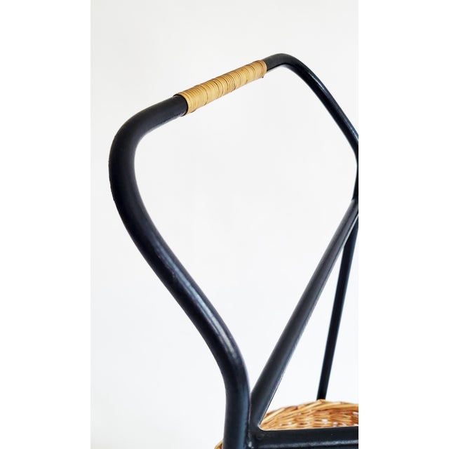 Wood Rattan and Lacquered Iron Bar Trolley, Austria, 1950s For Sale - Image 7 of 14