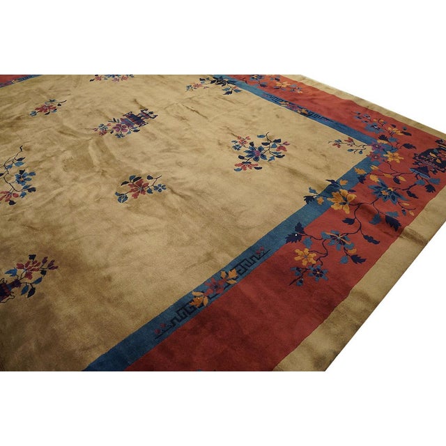 Early 20th Century Extraordinary Antique Chinese Manchester Quality Peking Rug in a Tan-Sand Background Color For Sale - Image 5 of 6