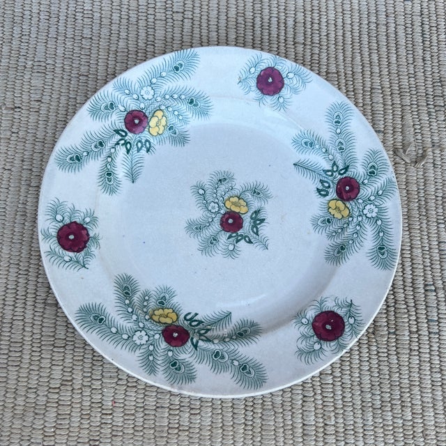 A Nice Antique Staffordshire "Feather" Pattern Green Transfer Decorated Plate, Circa 1830's For Sale - Image 10 of 12