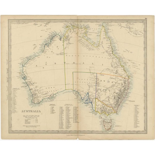 Antique Map of Australia with the 1855 Population Table and County Lists, 1858 For Sale - Image 3 of 9
