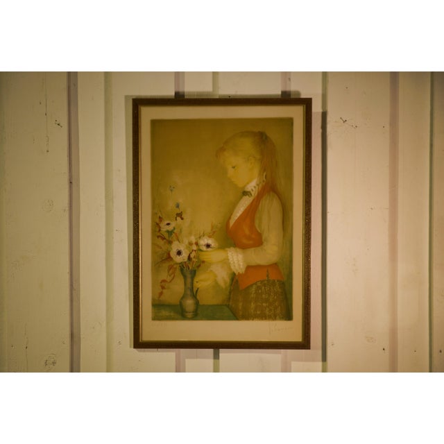 Guy Seradour, Young Girl with a Bouquet, 1960s, Paper For Sale - Image 9 of 9