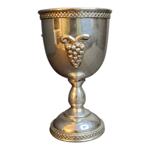 Vintage Israeli Sterling Silver Kiddush Cup Grape Cluster Goblet Gold Wash 114g