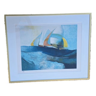 Claude Gaveau, Yellow Sails, 1980s, Lithograph, Framed For Sale