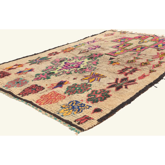 22070 Vintage Boujad Moroccan Rug, 03'08 x 06'00. The Guardian's Blessing: A Vintage Boujad Moroccan Masterpiece of Good...