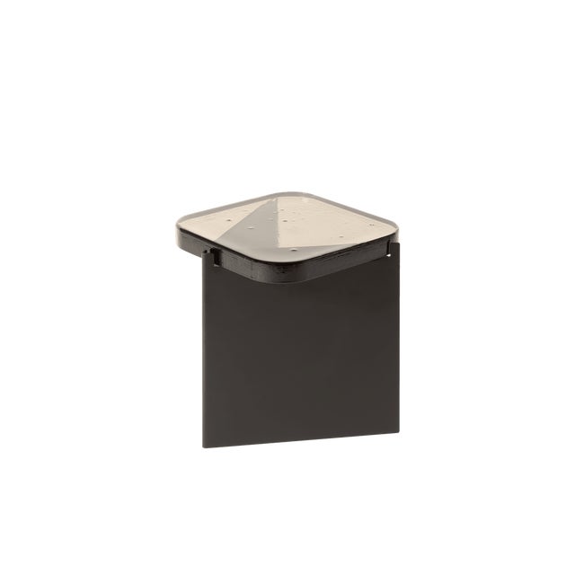 Metal Alwa Square One Side Table with Smoky Grey Top and Black Base by Sebastian Herkner for Pulpo For Sale - Image 7 of 7
