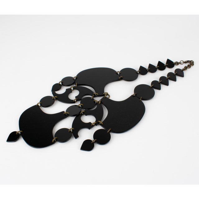 Black Missoni Italy Important Acrylic Lucite Geometric Bib Necklace For Sale - Image 8 of 11