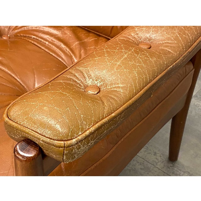 Brown 1970s Pair Gote Mobler Leather Lounge Chairs For Sale - Image 8 of 14