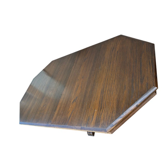 1980s Ethan Allan Charter Oak Jacobean Dining Room Pedestal Table For Sale - Image 12 of 14