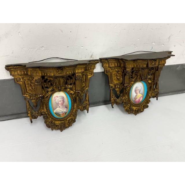 French Antique French Gilt-Bronze Consoles, Pair For Sale - Image 3 of 12