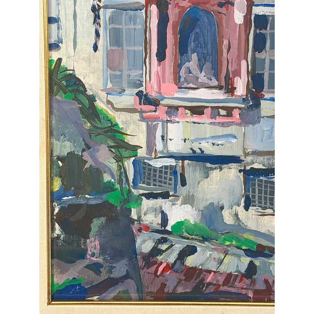 Mid 20th Century Vintage Mediterranean Architectural Oil Painting, Signed Ferrero For Sale - Image 5 of 7