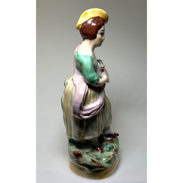 Late 19th Century Pair of 1890’s Old Staffordshire Ware England Porcelain Figurines Boy Holding His Dog and Girl Holding Her Cat For Sale - Image 5 of 11