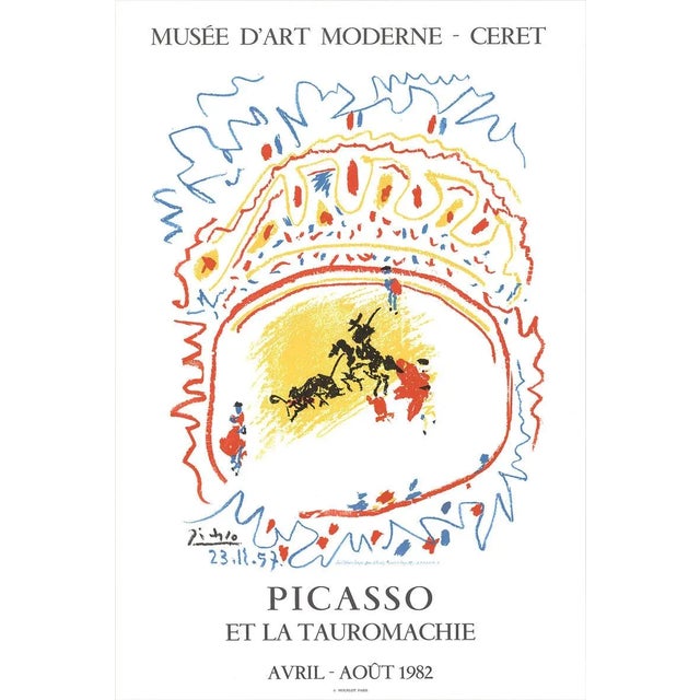 Cubism 1982 Pablo Picasso 'Tauromachie' Cubism Multicolor,White,Yellow,Red,Blue France Lithograph For Sale - Image 3 of 3