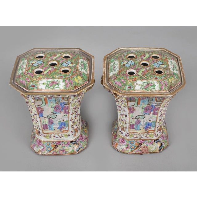 Rose Chinese Export Famille Rose Bough Pots - a Pair For Sale - Image 8 of 10