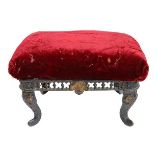Vintage Red Footstool For Sale
