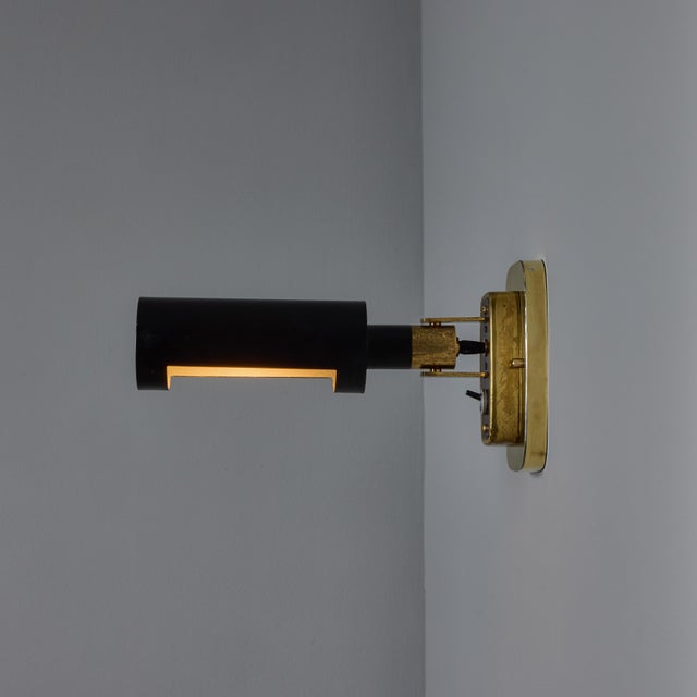 1960s Stilnovo Model #2134 Articulating Brass and Metal Wall Lamp For Sale - Image 16 of 18