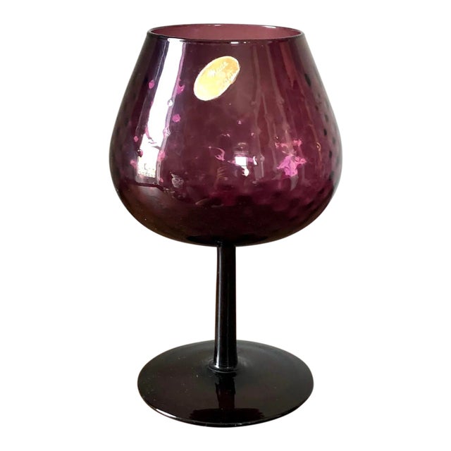 Empoli Amethyst Murano Italian Glass Compote For Sale