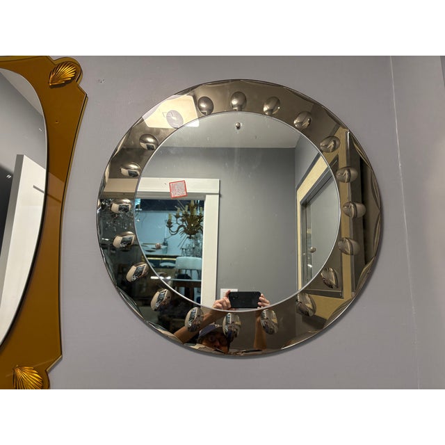 Glass 1960s Pair of Italian Modern Fontana Arte Inspired Mirrors For Sale - Image 7 of 11