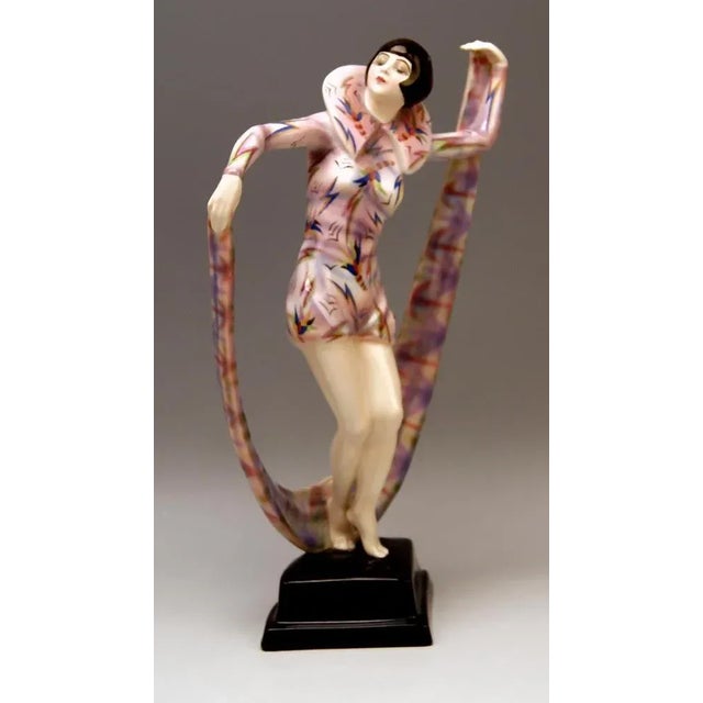 Rarest goldscheider vienna figurine veil dance model 5570 by stephan dakon circa 1926, 14.17 inches designed by stephan...