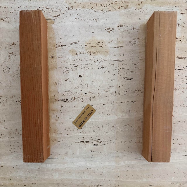 1980s Stone International Italy Travertine Pedestal Side Tables Set of 2 For Sale - Image 12 of 12
