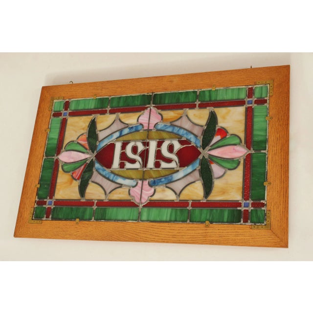 Vintage Stained Glass Transom Window or Hanging Decor For Sale - Image 10 of 13