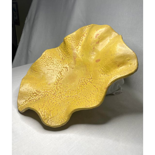 Yellow Vintage Organic Modern Studio Pottery Terra Cotta Decorative Bowl, Canary Yellow For Sale - Image 8 of 12