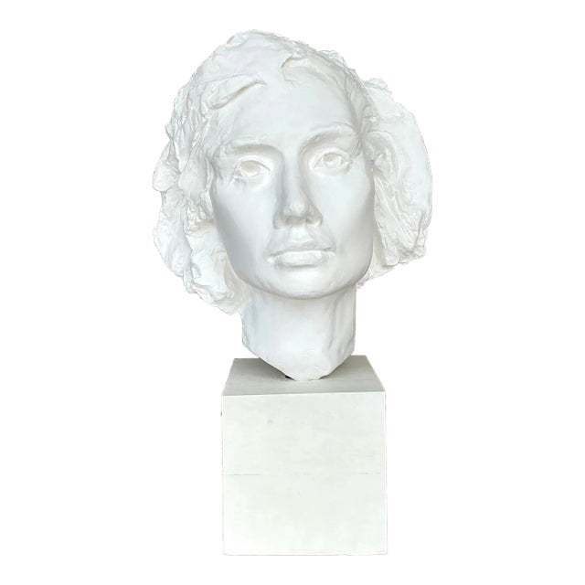 Vintage Boho Plaster Bust of Woman For Sale