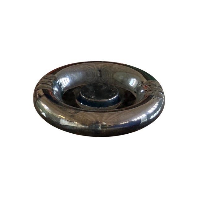 Mid-Century Modern Space Age Blue Iridescent Ceramic Ashtray / Vide Poche, Italy 1970s For Sale - Image 3 of 13