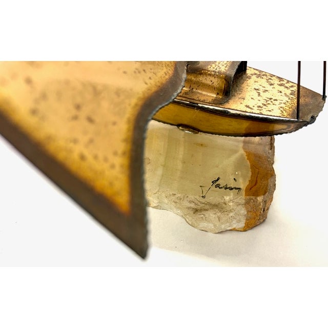 Mid Century Mario Jason Brass Sailboat Sculpture on Stone Base - Signed For Sale In New York - Image 6 of 9