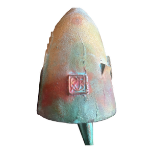 Vintage Paolo Soleri Arcosanti Brutalist Bronze Wind Bell Chime, Verde Gris Patina. Made in the Usa