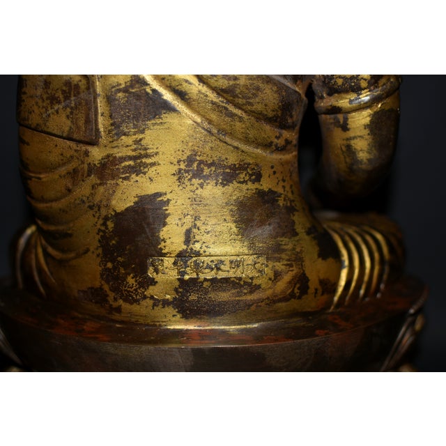 Huge Gilt Bronze Buddha Shakyamuni Statue Buddha 31 Lb For Sale - Image 17 of 17