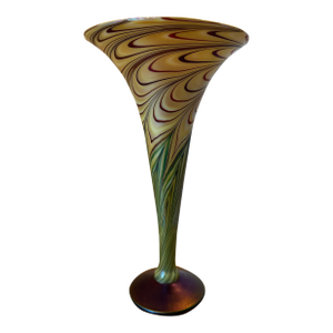 1990’s Lundberg Art Glass Fluted Vase