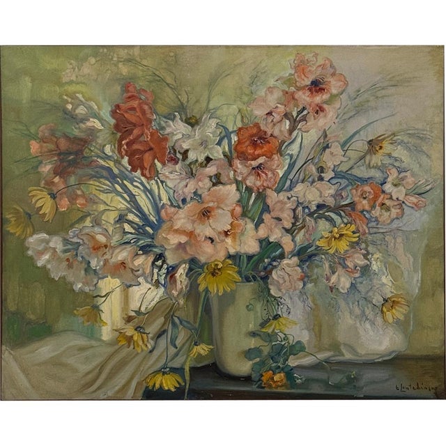 Antique Framed Oil Painting on Canvas by Euphrasia Loutchinsky (1887-1974) is a particularly impressive work showcasing...