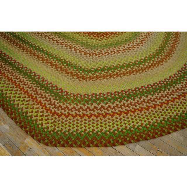1950s Colorful Medallion Modern Vintage American Braided Rug 9' X 12' 6" Cotton Carpet For Sale In New York - Image 6 of 12