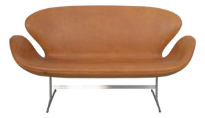 Swan Sofa in Cognac Anilin Leather by Arne Jacobsen, 2000s