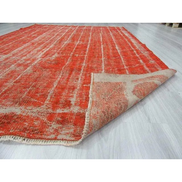 Vintage Orange Overdyed Turkish Rug - 6'5" X 9'10" For Sale In Los Angeles - Image 6 of 6