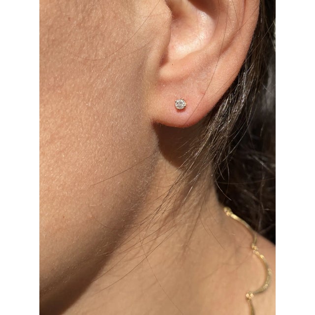 The Boweya: Vintage Yellow Gold Natural Diamond Studs, 2 Pieces For Sale - Image 4 of 4