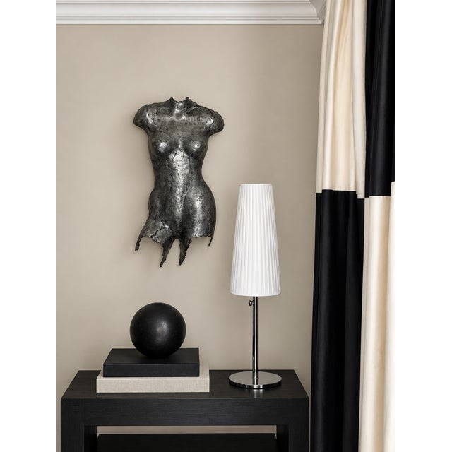 Contemporary Vintage Pewter Female Torso Wall Sculpture by Rock Richardson Large Silver Figural Nude Art For Sale - Image 3 of 9