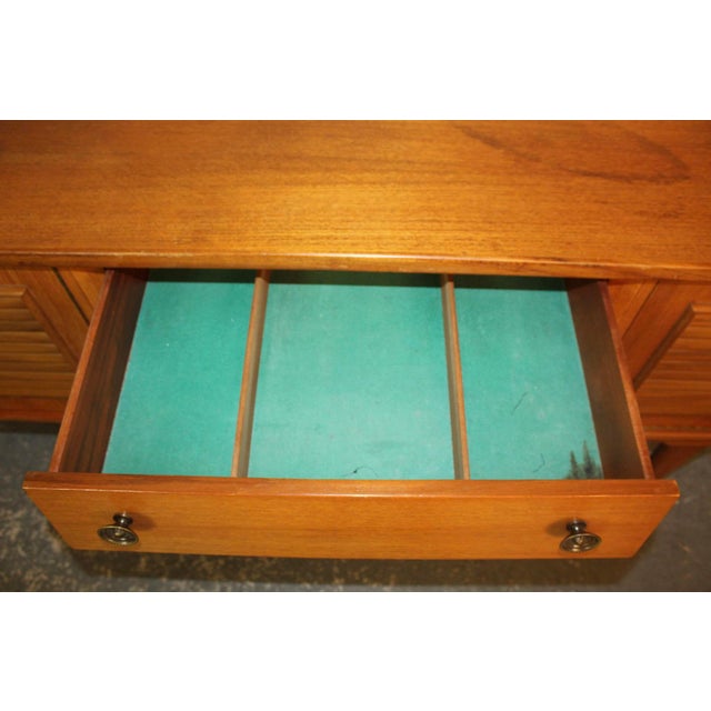 Mid-Century Teak Credenza W/ Louvered Front For Sale - Image 9 of 18