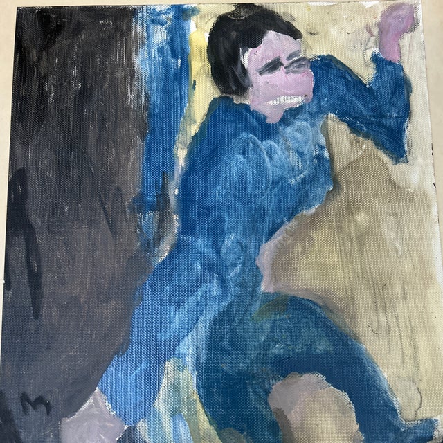1970’s original folk outsider art painting by Justin McCarthy. Signed. Painting measures 11.75x15.75 and overall with...