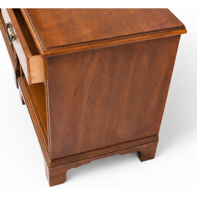 1980s Pair of Henredon Wood Nightstands With Open Shelves For Sale - Image 11 of 12